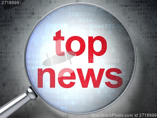 Image of News concept: Top News with optical glass