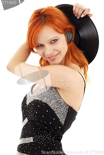 Image of happy redhead with vinyl record