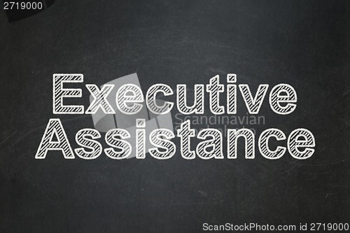 Image of Finance concept: Executive Assistance on chalkboard background