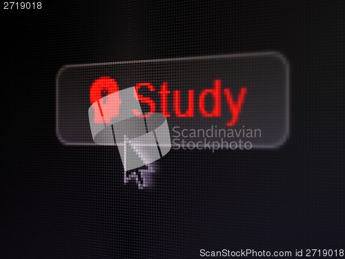 Image of Education concept: Study and Head With Light Bulb on digital button background