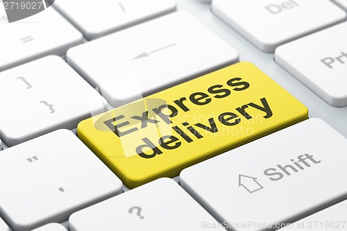 Image of Business concept: Express Delivery on computer keyboard background