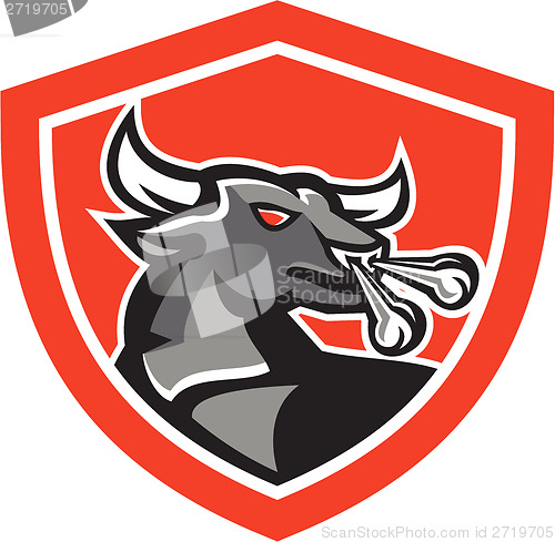 Image of Angry Bull Head Shield Retro