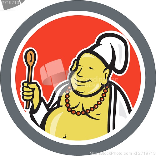 Image of Fat Buddha Chef Cook Cartoon