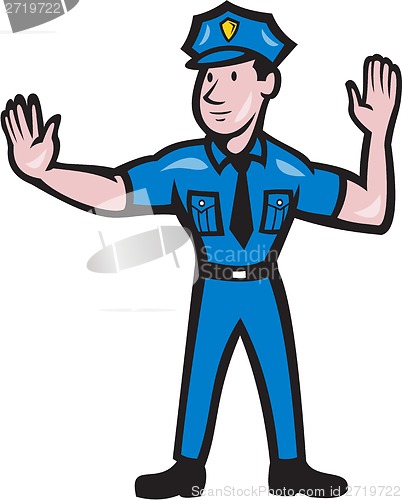 Image of Traffic Policeman Stop Hand Signal Cartoon