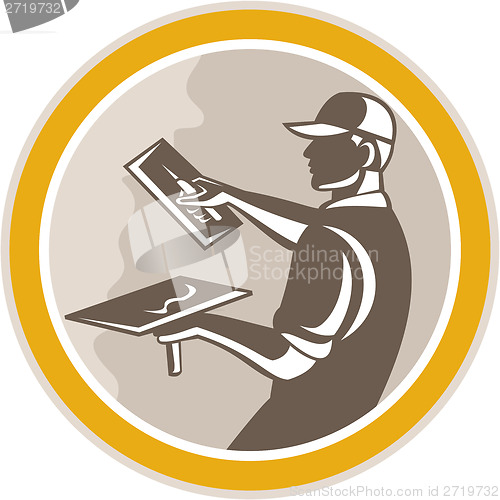 Image of Plasterer Masonry Worker Trowel Retro