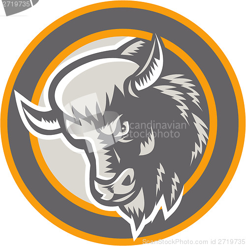 Image of American Buffalo Bison Head Circle Retro