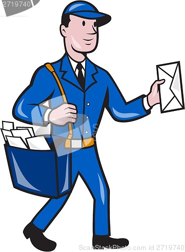 Image of Mailman Postman Delivery Worker Isolated Cartoon