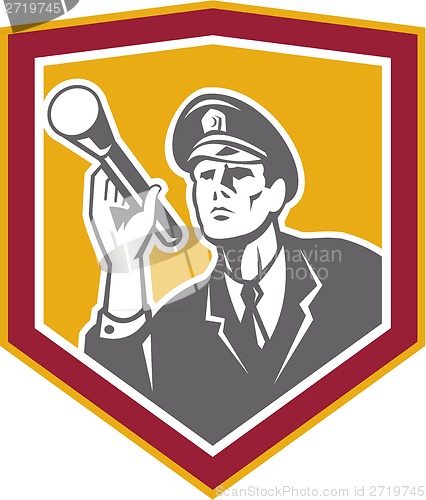 Image of Security Guard With Flashlight Shield Retro