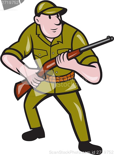 Image of Hunter Carrying Rifle Cartoon