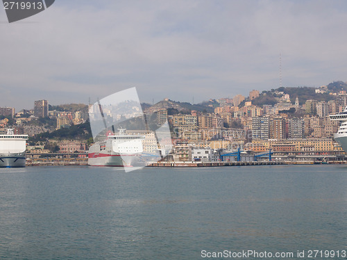 Image of View of Genoa Italy from the sea