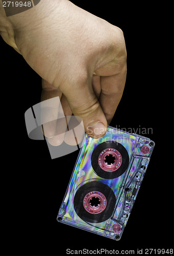 Image of Hand holding vintage cassette tape