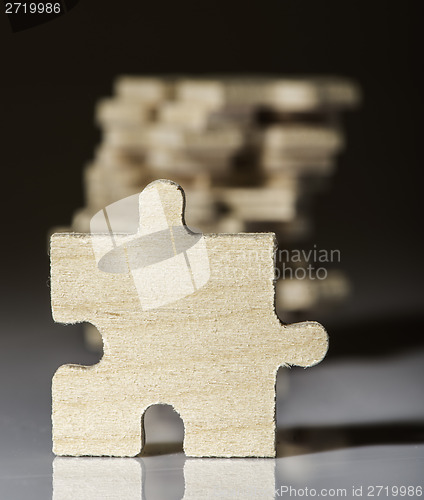 Image of Wooden puzzle on white background. 