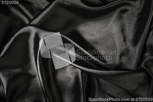 Image of Shiny black satin fabric