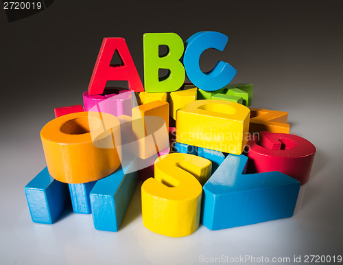 Image of Letters A B C made of wood.