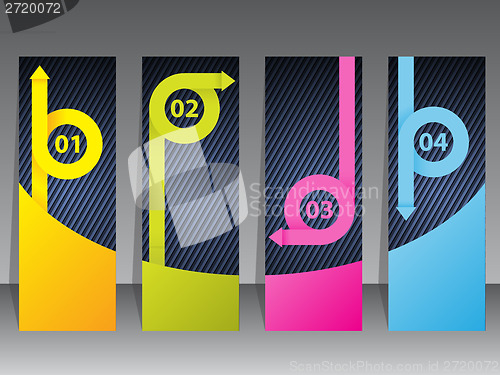 Image of Colorful label set with arrow ribbons