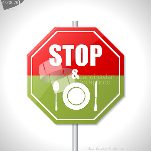 Image of Stop and eat sign