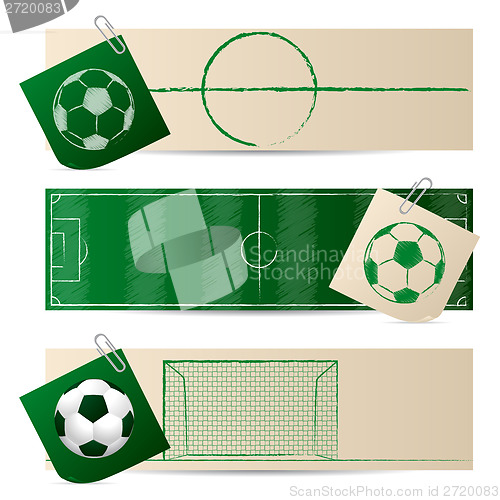 Image of Label set of three with soccer elements
