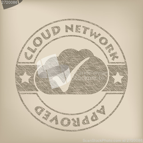 Image of Cloud network approved grunge seal