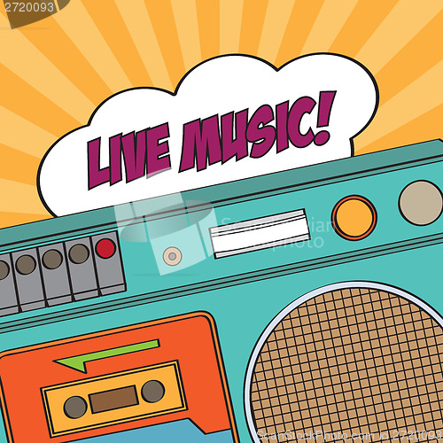 Image of musical background with retro boom-box