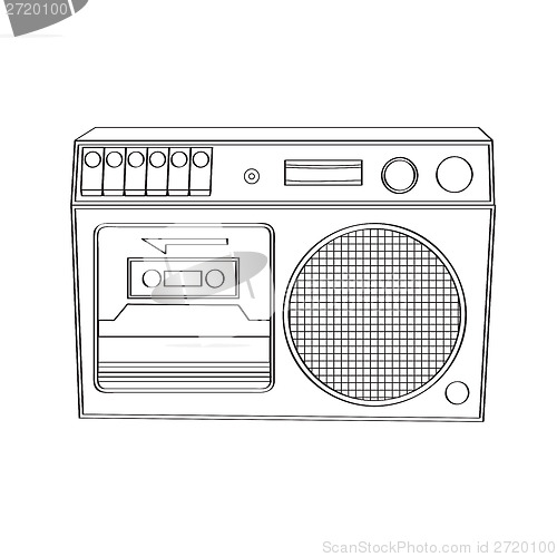 Image of Vintage boom-box isolated on white background