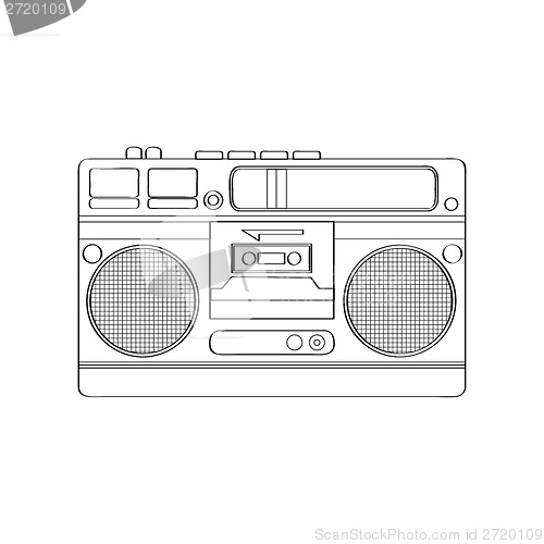 Image of Vintage boom-box isolated on white background