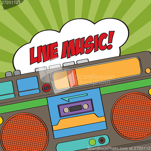 Image of musical background with retro boom-box