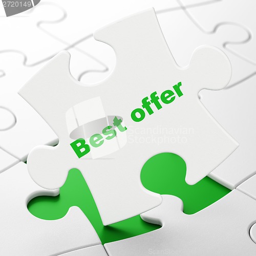 Image of Finance concept: Best Offer on puzzle background