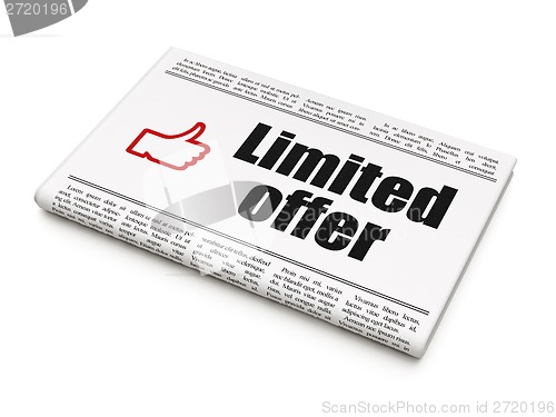 Image of Finance concept: newspaper with Limited Offer and Thumb Up