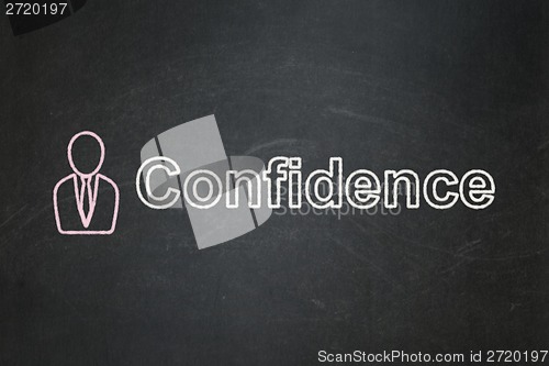 Image of Business concept: Business Man and Confidence on chalkboard background