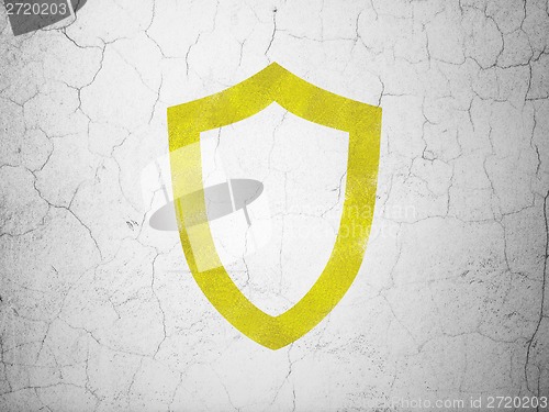 Image of Security concept: Contoured Shield on wall background