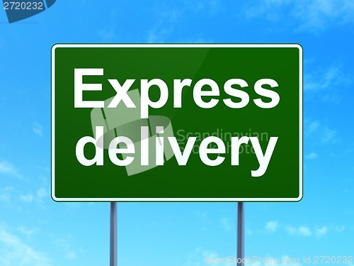 Image of Business concept: Express Delivery on road sign background