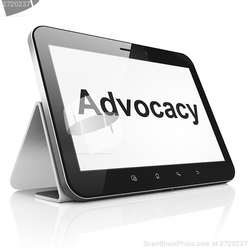Image of Law concept: Advocacy on tablet pc computer