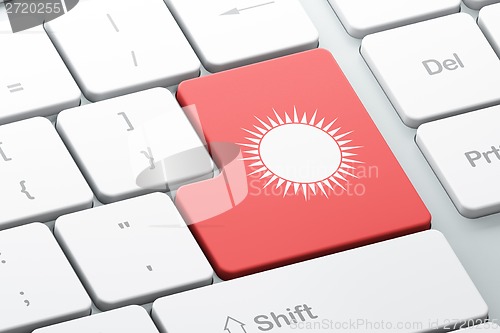 Image of Travel concept: Sun on computer keyboard background