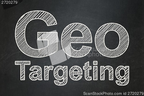 Image of Finance concept: Geo Targeting on chalkboard background