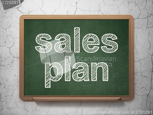 Image of Marketing concept: Sales Plan on chalkboard background
