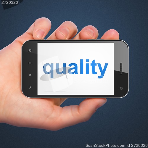 Image of Marketing concept: Quality on smartphone