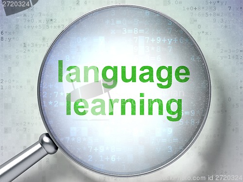 Image of Education concept: Language Learning with optical glass
