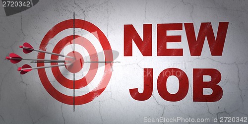 Image of Finance concept: target and New Job on wall background