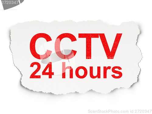 Image of Security concept: CCTV 24 hours on Paper background