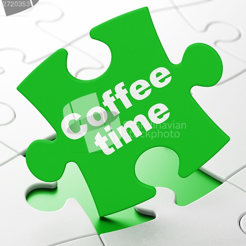 Image of Time concept: Coffee Time on puzzle background