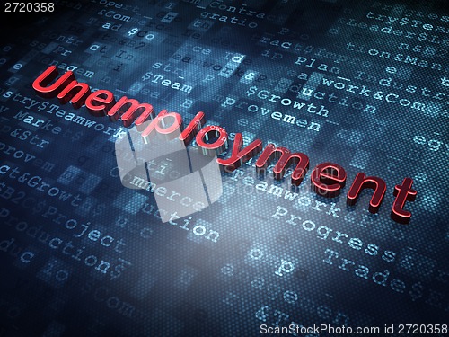 Image of Finance concept: Red Unemployment on digital background