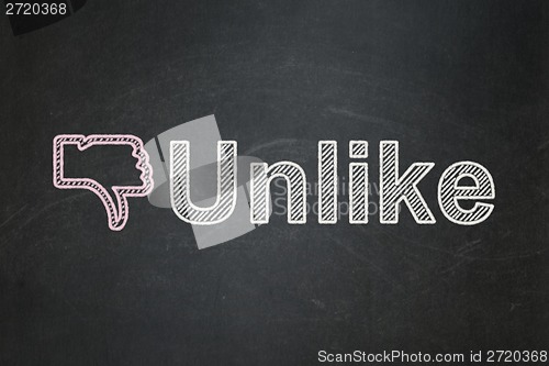 Image of Social network concept: Thumb Down and Unlike on chalkboard background