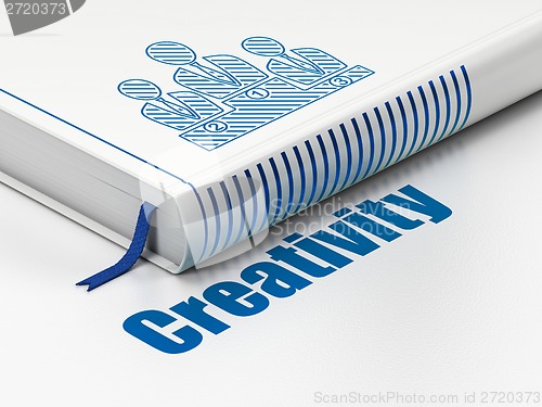Image of Advertising concept: book Business Team, Creativity on white background
