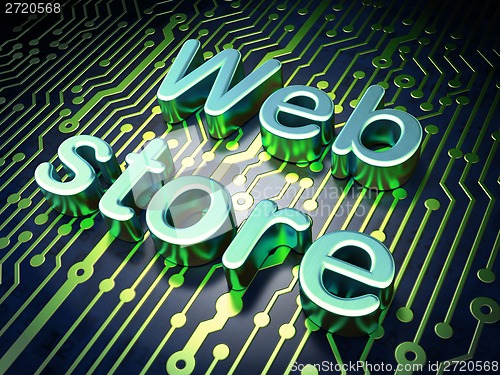 Image of SEO web development concept: Web Store on circuit board background