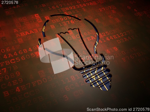 Image of Business concept: Light Bulb on digital screen background