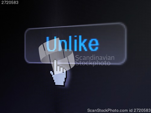 Image of Social network concept: Unlike on digital button background