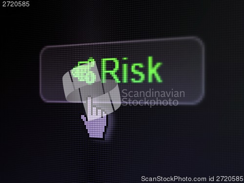 Image of Business concept: Risk and Calculator on digital button background
