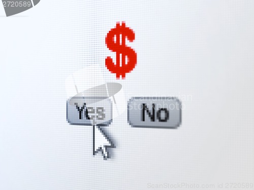 Image of Currency concept: Dollar on digital computer screen