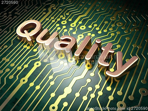 Image of Marketing concept: Quality on circuit board background