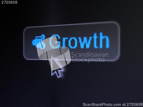 Image of Business concept: Growth and Calculator on digital button background